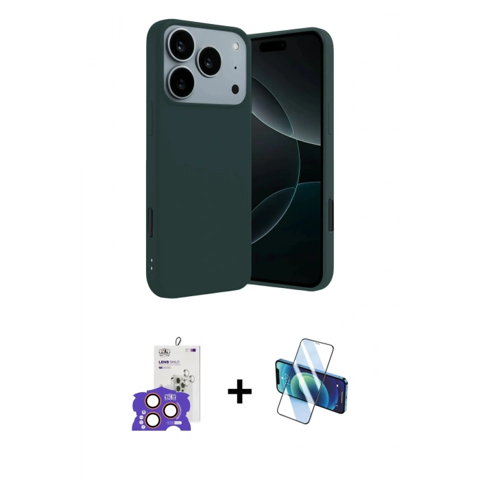 MARSİLYAN™- iPhone 17 Pro Max Kılıf Kozmos Yansıma Özel Seri - Siyah 3D Antistatik Seramik Nano Ekran Koruyucu + Bilvis Titan Kamera Lens - TU
