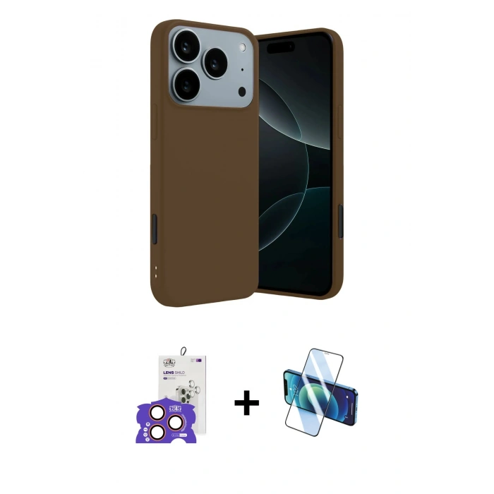 MARSİLYAN™- iPhone 17 Pro Max Kılıf Kozmos Yansıma Özel Seri - Siyah 3D Antistatik Seramik Nano Ekran Koruyucu + Bilvis Titan Kamera Lens - TU