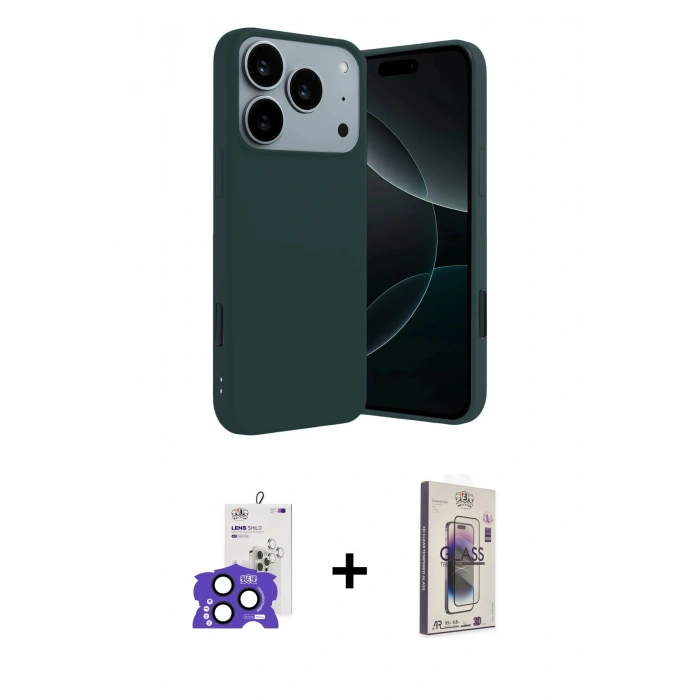 MARSİLYAN™- iPhone 17 Pro Max Kılıf Kozmos Yansıma Özel Seri - Siyah Bilvis 3D Cam Ekran Koruyucu + Bilvis Titan Kamera Lens - LT
