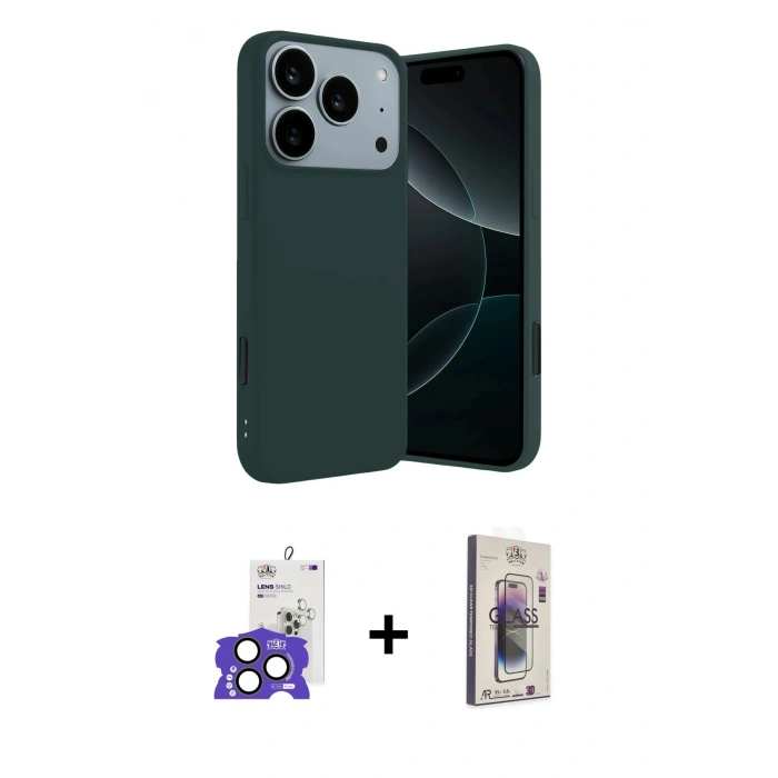 MARSİLYAN™- iPhone 17 Pro Max Kılıf Kozmos Yansıma Özel Seri - Siyah Bilvis 3D Cam Ekran Koruyucu + Bilvis Titan Kamera Lens - NLGY