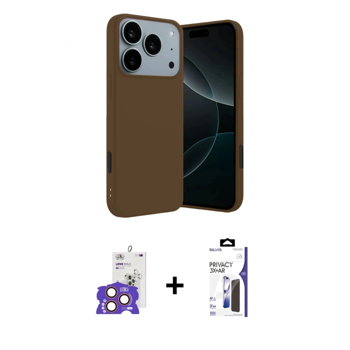 MARSİLYAN™- iPhone 17 Pro Max Kılıf Kozmos Yansıma Özel Seri - Siyah Bilvis 3X AR Hayalet Cam Ekran Koruyucu + Bilvis Titan Kamera Lens - TU