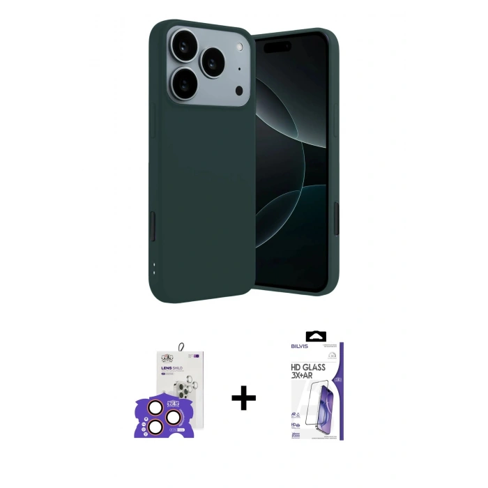 MARSİLYAN™- iPhone 17 Pro Max Kılıf Kozmos Yansıma Özel Seri - Siyah Bilvis 3X AR HD Cam Ekran Koruyucu + Bilvis Titan Kamera Lens - TU
