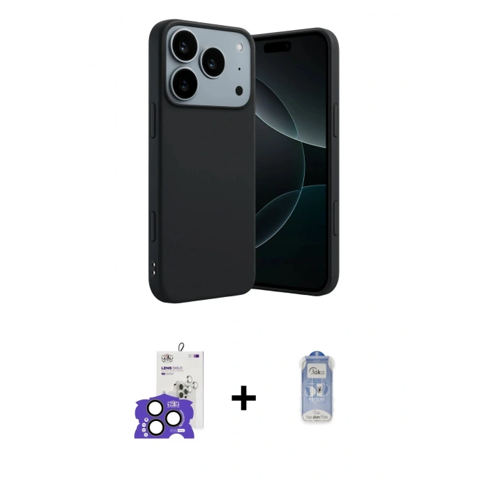 MARSİLYAN™- iPhone 17 Pro Max Kılıf Kozmos Yansıma Özel Seri - Siyah Joko Magic 5D Cam + Bilvis Titan Kamera Lens - NLGY