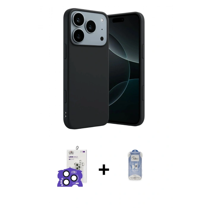MARSİLYAN™- iPhone 17 Pro Max Kılıf Kozmos Yansıma Özel Seri - Siyah Joko Magic 5D Cam + Bilvis Titan Kamera Lens - LT