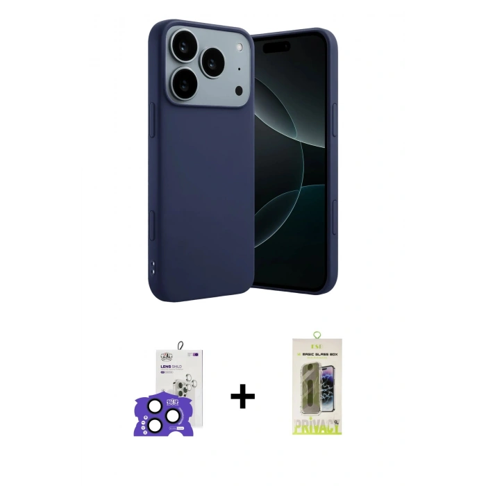 MARSİLYAN™- iPhone 17 Pro Max Kılıf Kozmos Yansıma Özel Seri - Siyah Joko Magic 5D Hayalet Cam + Bilvis Titan Kamera Lens - LT