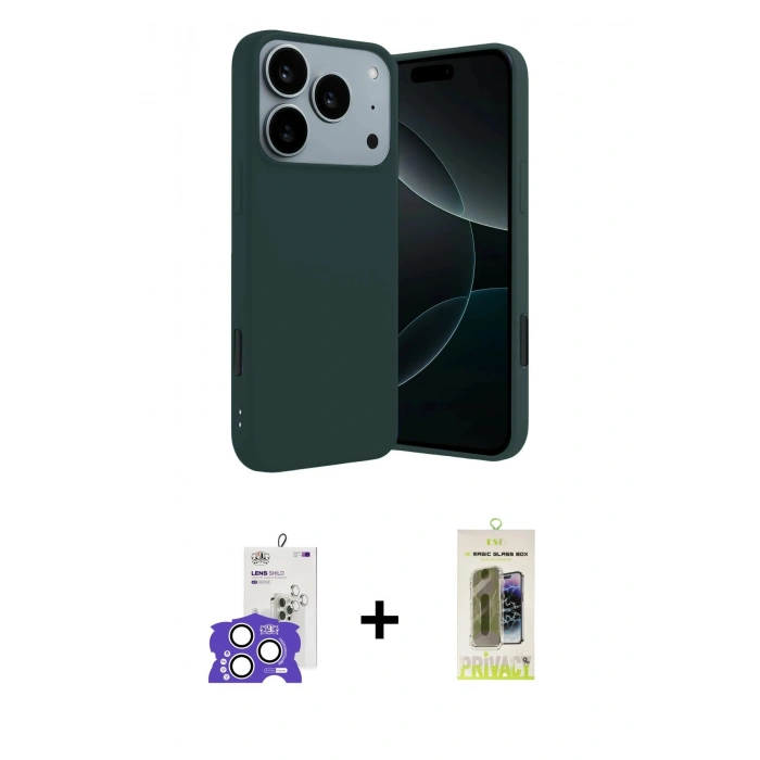 MARSİLYAN™- iPhone 17 Pro Max Kılıf Kozmos Yansıma Özel Seri - Siyah Joko Magic 5D Hayalet Cam + Bilvis Titan Kamera Lens - GS