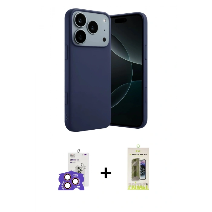 MARSİLYAN™- iPhone 17 Pro Max Kılıf Kozmos Yansıma Özel Seri - Siyah Joko Magic 5D Hayalet Cam + Bilvis Titan Kamera Lens - TU
