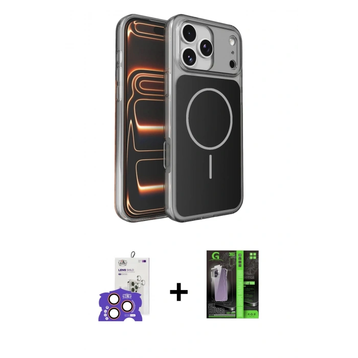MARSİLYAN™- iPhone 17 Pro Max Kılıf Kutup Doku Serisi - Şeffaf 360 Full Body Arka Koruyucu + Bilvis Titan Kamera Lens - TU