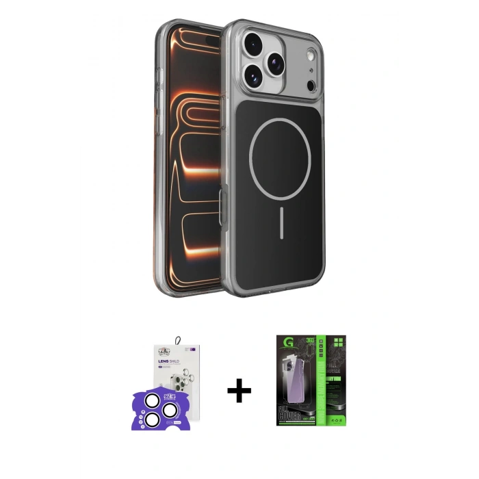 MARSİLYAN™- iPhone 17 Pro Max Kılıf Kutup Doku Serisi - Şeffaf 360 Full Body Arka Koruyucu + Bilvis Titan Kamera Lens - GS