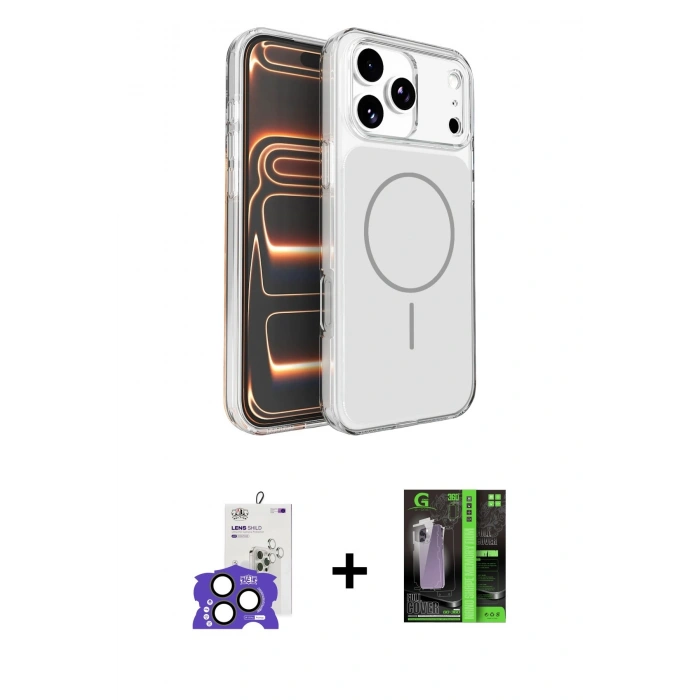 MARSİLYAN™- iPhone 17 Pro Max Kılıf Kutup Doku Serisi - Siyah 360 Mat Full Body Arka Koruyucu + Bilvis Titan Kamera Lens - NLGY