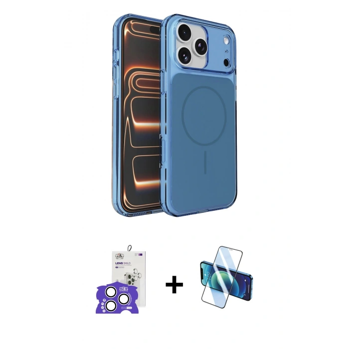 MARSİLYAN™- iPhone 17 Pro Max Kılıf Kutup Doku Serisi - Siyah 3D Antistatik Seramik Nano Ekran Koruyucu + Bilvis Titan Kamera Lens - GS
