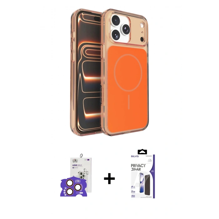 MARSİLYAN™- iPhone 17 Pro Max Kılıf Kutup Doku Serisi - Siyah Bilvis 3X AR Hayalet Cam Ekran Koruyucu + Bilvis Titan Kamera Lens - TU