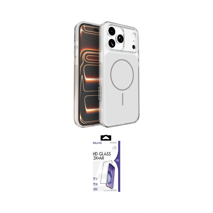 MARSİLYAN™- iPhone 17 Pro Max Kılıf Kutup Doku Serisi - Siyah Bilvis 3X AR HD Cam Ekran Koruyucu