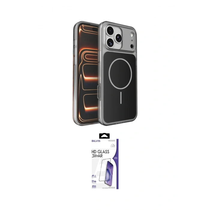MARSİLYAN™- iPhone 17 Pro Max Kılıf Kutup Doku Serisi - Siyah Bilvis 3X AR HD Cam Ekran Koruyucu