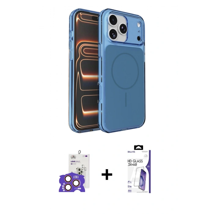 MARSİLYAN™- iPhone 17 Pro Max Kılıf Kutup Doku Serisi - Siyah Bilvis 3X AR HD Cam Ekran Koruyucu + Bilvis Titan Kamera Lens - TU