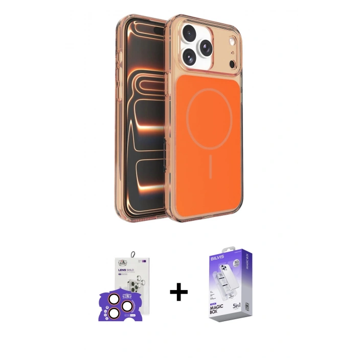 MARSİLYAN™- iPhone 17 Pro Max Kılıf Kutup Doku Serisi - Siyah Bilvis 5in1 3D Magic Cam Ekran Koruyucu + Bilvis Titan Kamera Lens - TU