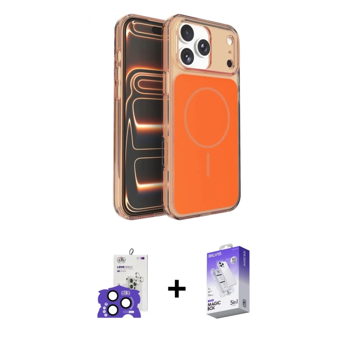 MARSİLYAN™- iPhone 17 Pro Max Kılıf Kutup Doku Serisi - Siyah Bilvis 5in1 3D Magic Cam Ekran Koruyucu + Bilvis Titan Kamera Lens - LT