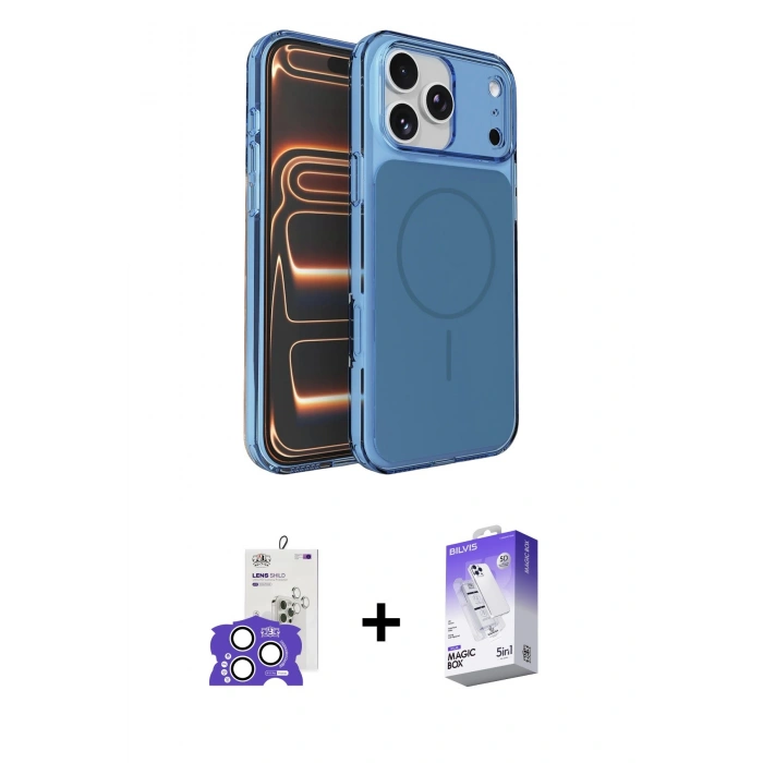 MARSİLYAN™- iPhone 17 Pro Max Kılıf Kutup Doku Serisi - Siyah Bilvis 5in1 3D Magic Cam Ekran Koruyucu + Bilvis Titan Kamera Lens - GS