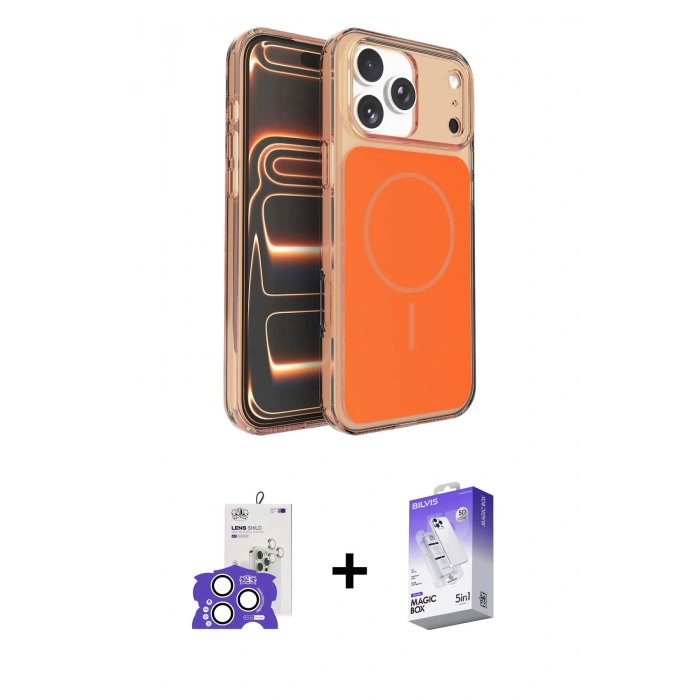 MARSİLYAN™- iPhone 17 Pro Max Kılıf Kutup Doku Serisi - Siyah Bilvis 5in1 3D Magic Cam Ekran Koruyucu + Bilvis Titan Kamera Lens - GS