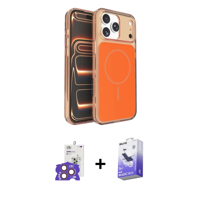 MARSİLYAN™- iPhone 17 Pro Max Kılıf Kutup Doku Serisi - Siyah Bilvis 5in1 5D Magic Hayalet Cam Ekran Koruyucu + Bilvis Titan Kamera Lens - TU