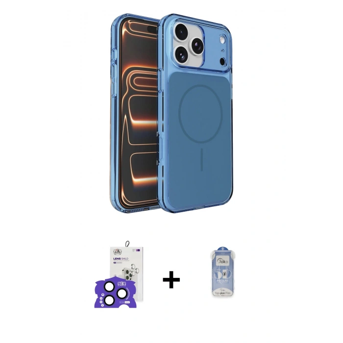 MARSİLYAN™- iPhone 17 Pro Max Kılıf Kutup Doku Serisi - Siyah Joko Magic 5D Cam + Bilvis Titan Kamera Lens - LT