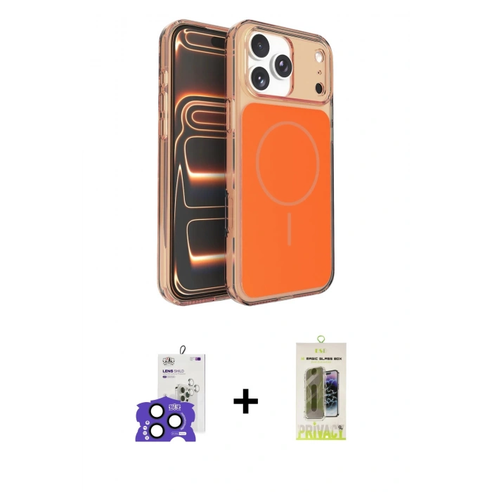 MARSİLYAN™- iPhone 17 Pro Max Kılıf Kutup Doku Serisi - Siyah Joko Magic 5D Hayalet Cam + Bilvis Titan Kamera Lens - LT