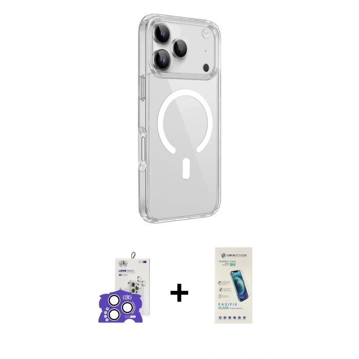 MARSİLYAN™- iPhone 17 Pro Max Kılıf Kutup Klasik Serisi - Şeffaf Pasifik Cam Ekran Koruyucu + Bilvis Titan Kamera Lens - GS