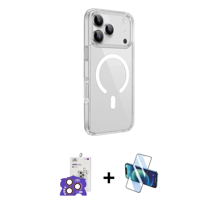 MARSİLYAN™- iPhone 17 Pro Max Kılıf Kutup Klasik Serisi - Siyah 3D Antistatik Cam Ekran Koruyucu + Bilvis Titan Kamera Lens - TU