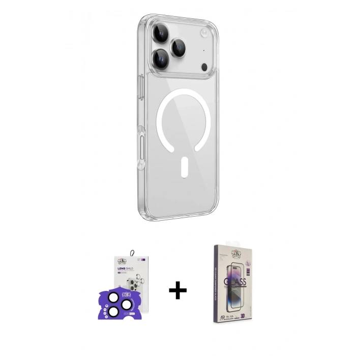MARSİLYAN™- iPhone 17 Pro Max Kılıf Kutup Klasik Serisi - Siyah Bilvis 3D Cam Ekran Koruyucu + Lacivert Bilvis Titan Kamera Lens