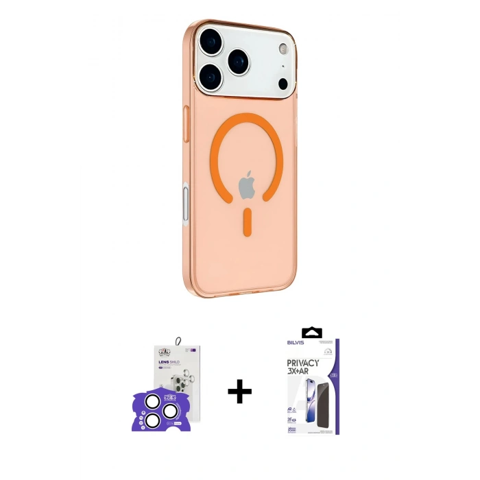 MARSİLYAN™- iPhone 17 Pro Max Kılıf Kutup Klasik Serisi - Siyah Bilvis 3X AR Hayalet Cam Ekran Koruyucu + Bilvis Titan Kamera Lens - GS