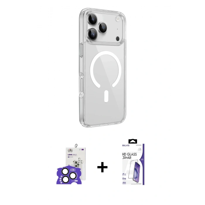 MARSİLYAN™- iPhone 17 Pro Max Kılıf Kutup Klasik Serisi - Siyah Bilvis 3X AR HD Cam Ekran Koruyucu + Bilvis Titan Kamera Lens - NLGY