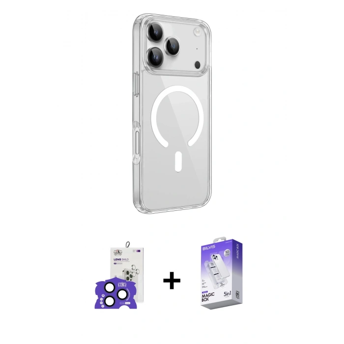 MARSİLYAN™- iPhone 17 Pro Max Kılıf Kutup Klasik Serisi - Siyah Bilvis 5in1 3D Magic Cam Ekran Koruyucu + Bilvis Titan Kamera Lens - LT