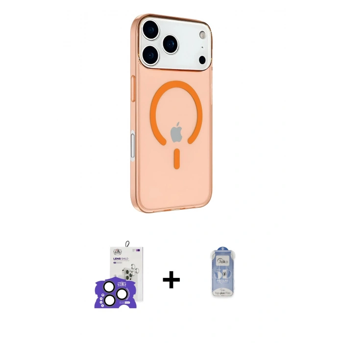 MARSİLYAN™- iPhone 17 Pro Max Kılıf Kutup Klasik Serisi - Siyah Joko Magic 5D Cam + Natural Grey Bilvis Titan Kamera Lens