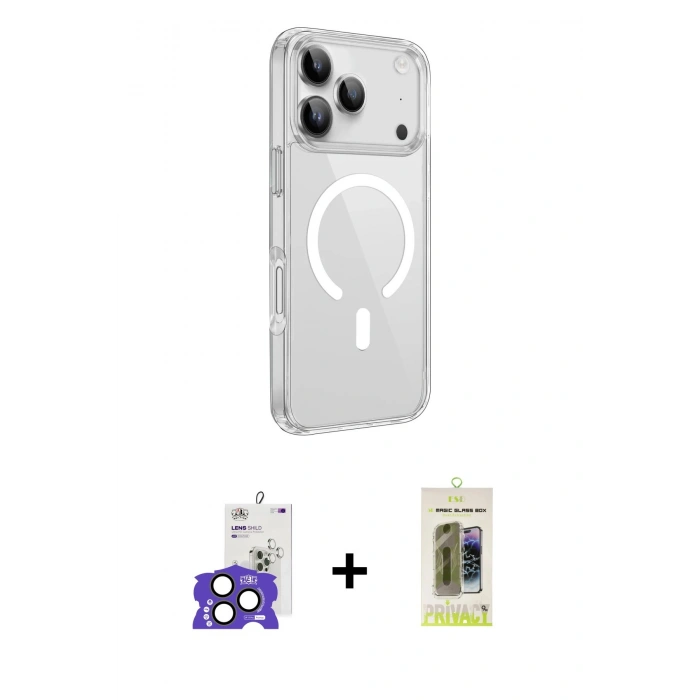 MARSİLYAN™- iPhone 17 Pro Max Kılıf Kutup Klasik Serisi - Siyah Joko Magic 5D Hayalet Cam + Bilvis Titan Kamera Lens - NLGY