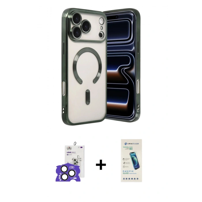MARSİLYAN™- iPhone 17 Pro Max Kılıf Nova Işık Özel Seri - Şeffaf Pasifik Cam Ekran Koruyucu + Bilvis Titan Kamera Lens - NLGY