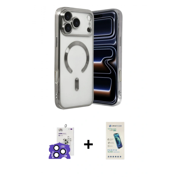 MARSİLYAN™- iPhone 17 Pro Max Kılıf Nova Işık Özel Seri - Şeffaf Pasifik Cam Ekran Koruyucu + Bilvis Titan Kamera Lens - LT