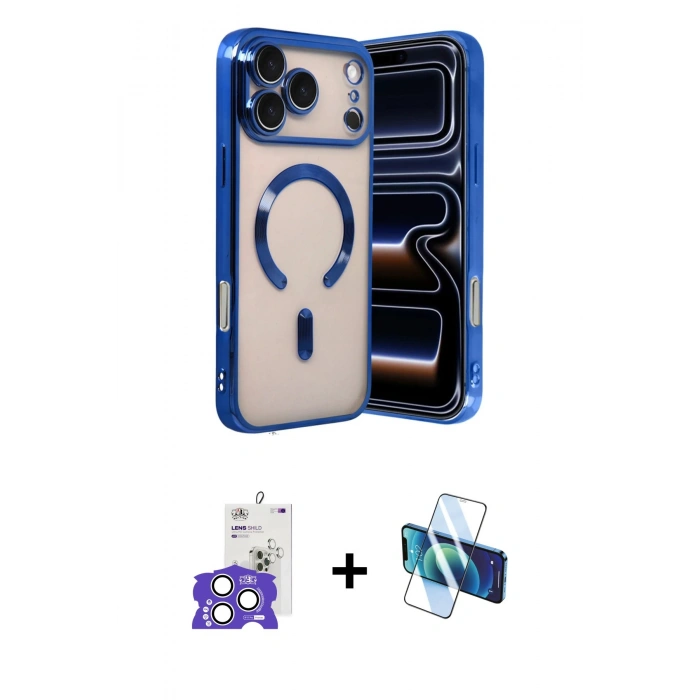 MARSİLYAN™- iPhone 17 Pro Max Kılıf Nova Işık Özel Seri - Siyah 3D Antistatik Cam Ekran Koruyucu + Bilvis Titan Kamera Lens - GS