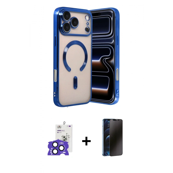MARSİLYAN™- iPhone 17 Pro Max Kılıf Nova Işık Özel Seri - Siyah 3D Antistatik Hayalet Cam Ekran Koruyucu + Bilvis Titan Kamera Lens - LT