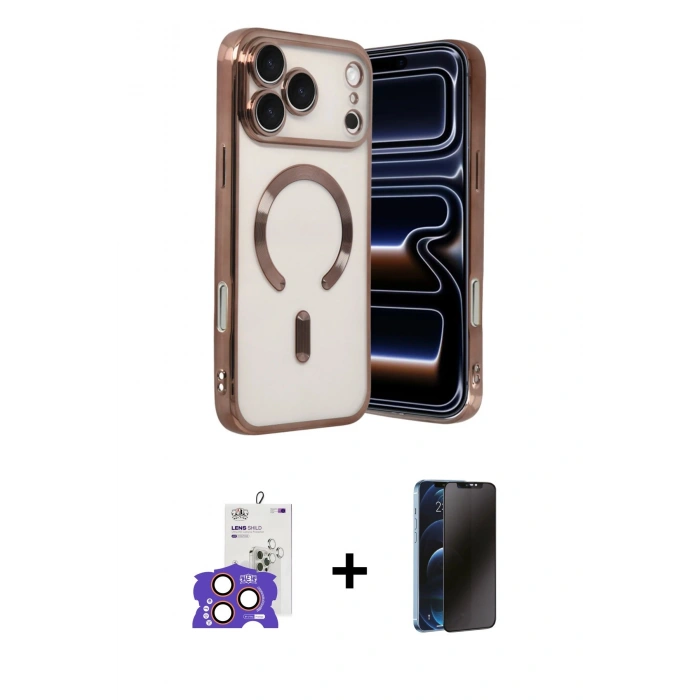 MARSİLYAN™- iPhone 17 Pro Max Kılıf Nova Işık Özel Seri - Siyah 3D Antistatik Hayalet Cam Ekran Koruyucu + Bilvis Titan Kamera Lens - TU