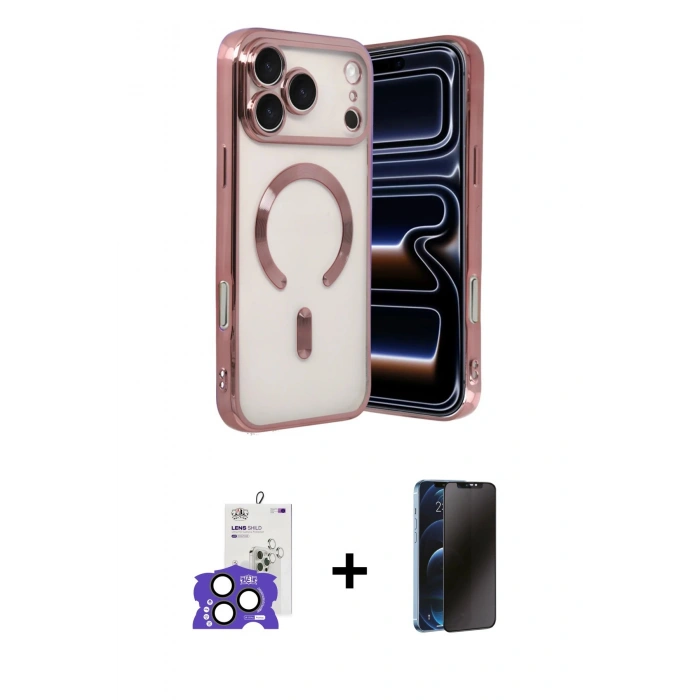 MARSİLYAN™- iPhone 17 Pro Max Kılıf Nova Işık Özel Seri - Siyah 3D Antistatik Hayalet Cam Ekran Koruyucu + Bilvis Titan Kamera Lens - NLGY
