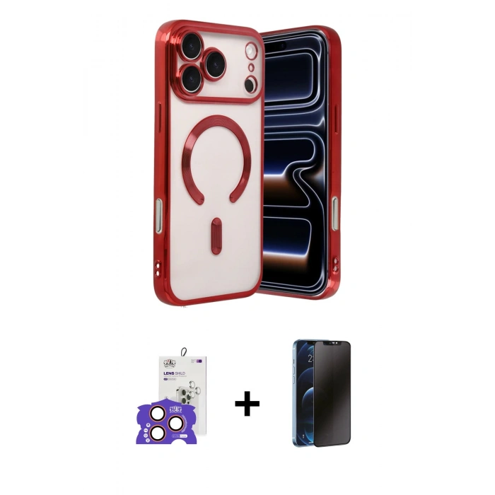 MARSİLYAN™- iPhone 17 Pro Max Kılıf Nova Işık Özel Seri - Siyah 3D Antistatik Hayalet Cam Ekran Koruyucu + Bilvis Titan Kamera Lens - TU