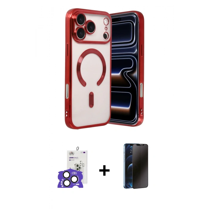 MARSİLYAN™- iPhone 17 Pro Max Kılıf Nova Işık Özel Seri - Siyah 3D Antistatik Hayalet Cam Ekran Koruyucu + Bilvis Titan Kamera Lens - NLGY