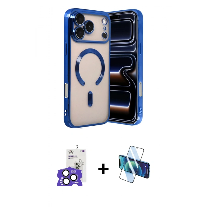 MARSİLYAN™- iPhone 17 Pro Max Kılıf Nova Işık Özel Seri - Siyah 3D Antistatik Seramik Nano Ekran Koruyucu + Bilvis Titan Kamera Lens - NLGY
