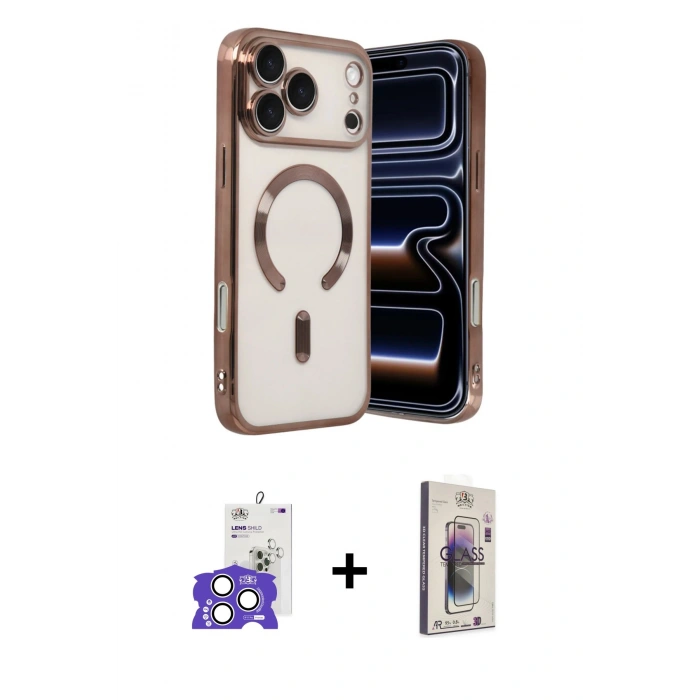 MARSİLYAN™- iPhone 17 Pro Max Kılıf Nova Işık Özel Seri - Siyah Bilvis 3D Cam Ekran Koruyucu + Bilvis Titan Kamera Lens - GS