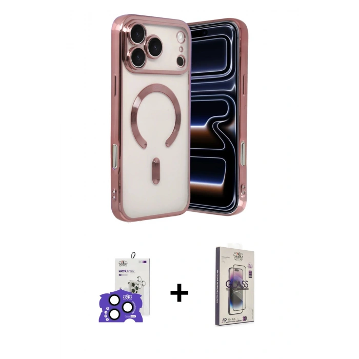 MARSİLYAN™- iPhone 17 Pro Max Kılıf Nova Işık Özel Seri - Siyah Bilvis 3D Cam Ekran Koruyucu + Bilvis Titan Kamera Lens - LT