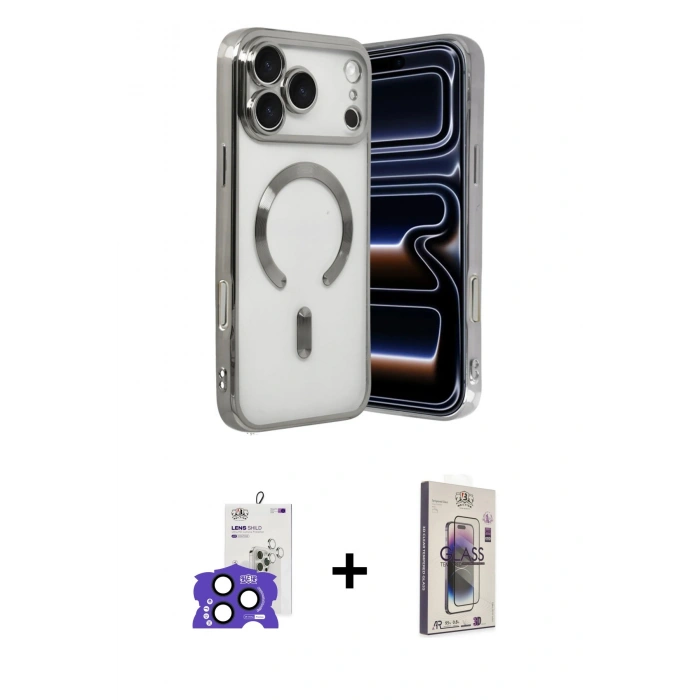 MARSİLYAN™- iPhone 17 Pro Max Kılıf Nova Işık Özel Seri - Siyah Bilvis 3D Cam Ekran Koruyucu + Bilvis Titan Kamera Lens - LT
