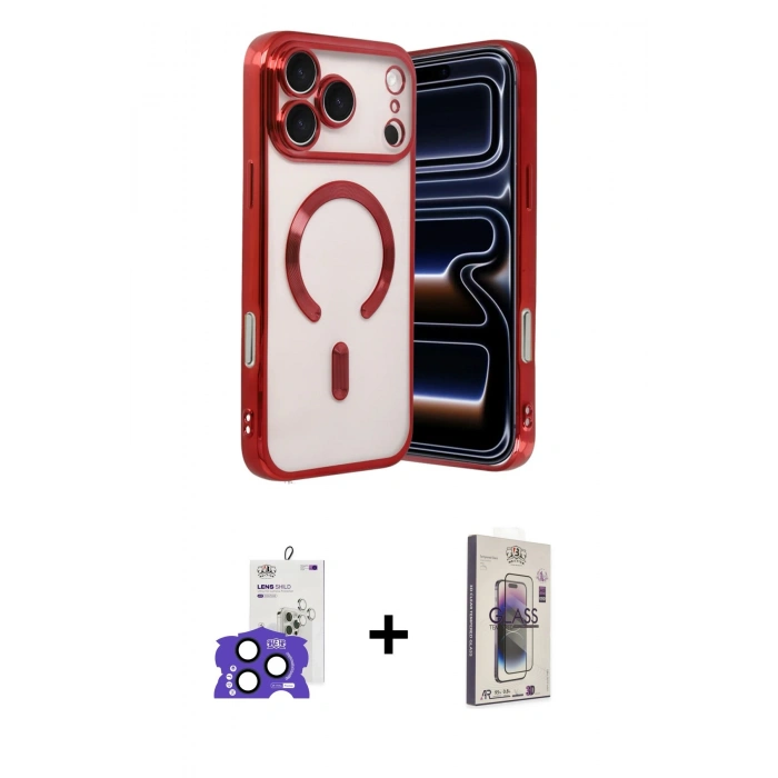 MARSİLYAN™- iPhone 17 Pro Max Kılıf Nova Işık Özel Seri - Siyah Bilvis 3D Cam Ekran Koruyucu + Bilvis Titan Kamera Lens - LT