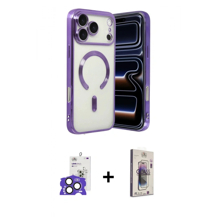 MARSİLYAN™- iPhone 17 Pro Max Kılıf Nova Işık Özel Seri - Siyah Bilvis 3D Cam Ekran Koruyucu + Bilvis Titan Kamera Lens - NLGY