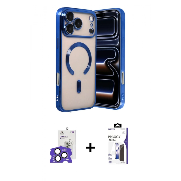 MARSİLYAN™- iPhone 17 Pro Max Kılıf Nova Işık Özel Seri - Siyah Bilvis 3X AR Hayalet Cam Ekran Koruyucu + Bilvis Titan Kamera Lens - NLGY