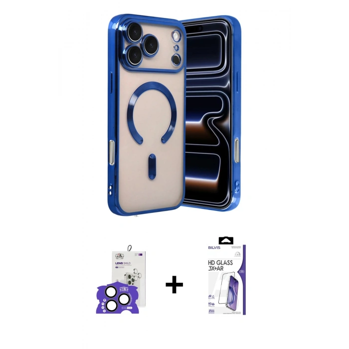 MARSİLYAN™- iPhone 17 Pro Max Kılıf Nova Işık Özel Seri - Siyah Bilvis 3X AR HD Cam Ekran Koruyucu + Bilvis Titan Kamera Lens - NLGY